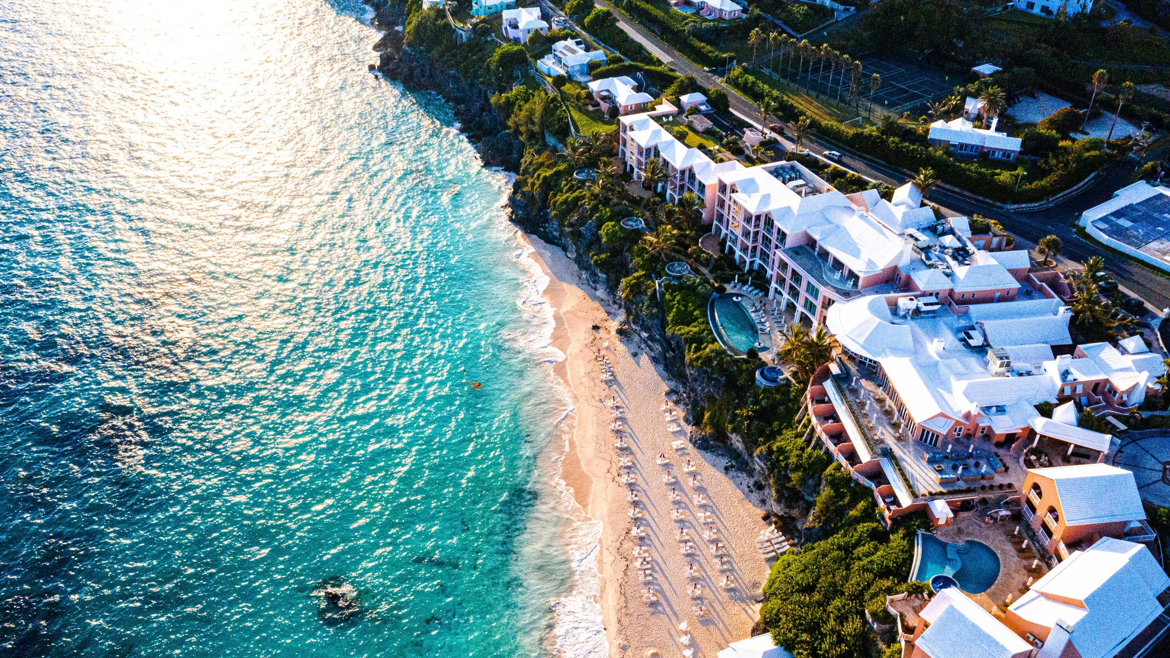 Aerial view of a premium Bermuda beach resort